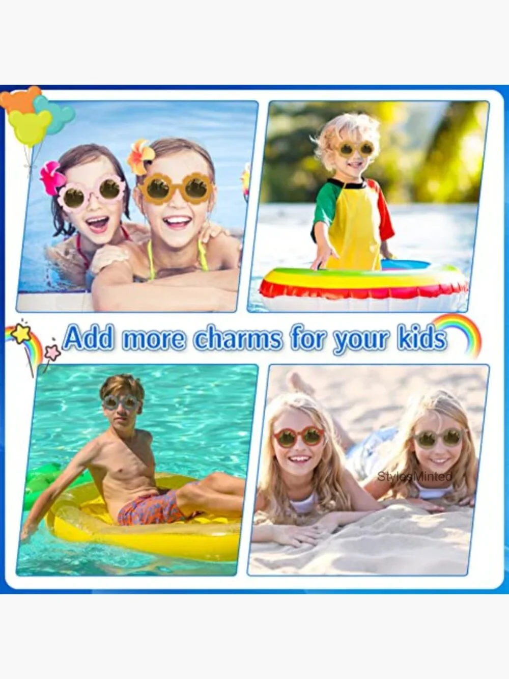 Kids' Sunglasses Set 8 Pack Flower & Round UV Protection